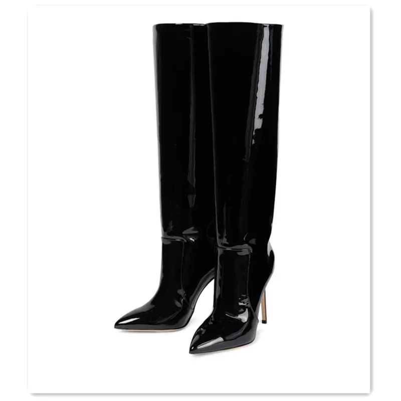 Women Knee High Boots Fashion Crocodile Print Thin High Heel Ladies Shoes Sexy Pointed Toe Party Women High Botas Mujer