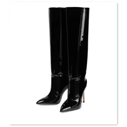 Women Knee High Boots Fashion Crocodile Print Thin High Heel Ladies Shoes Sexy Pointed Toe Party Women High Botas Mujer