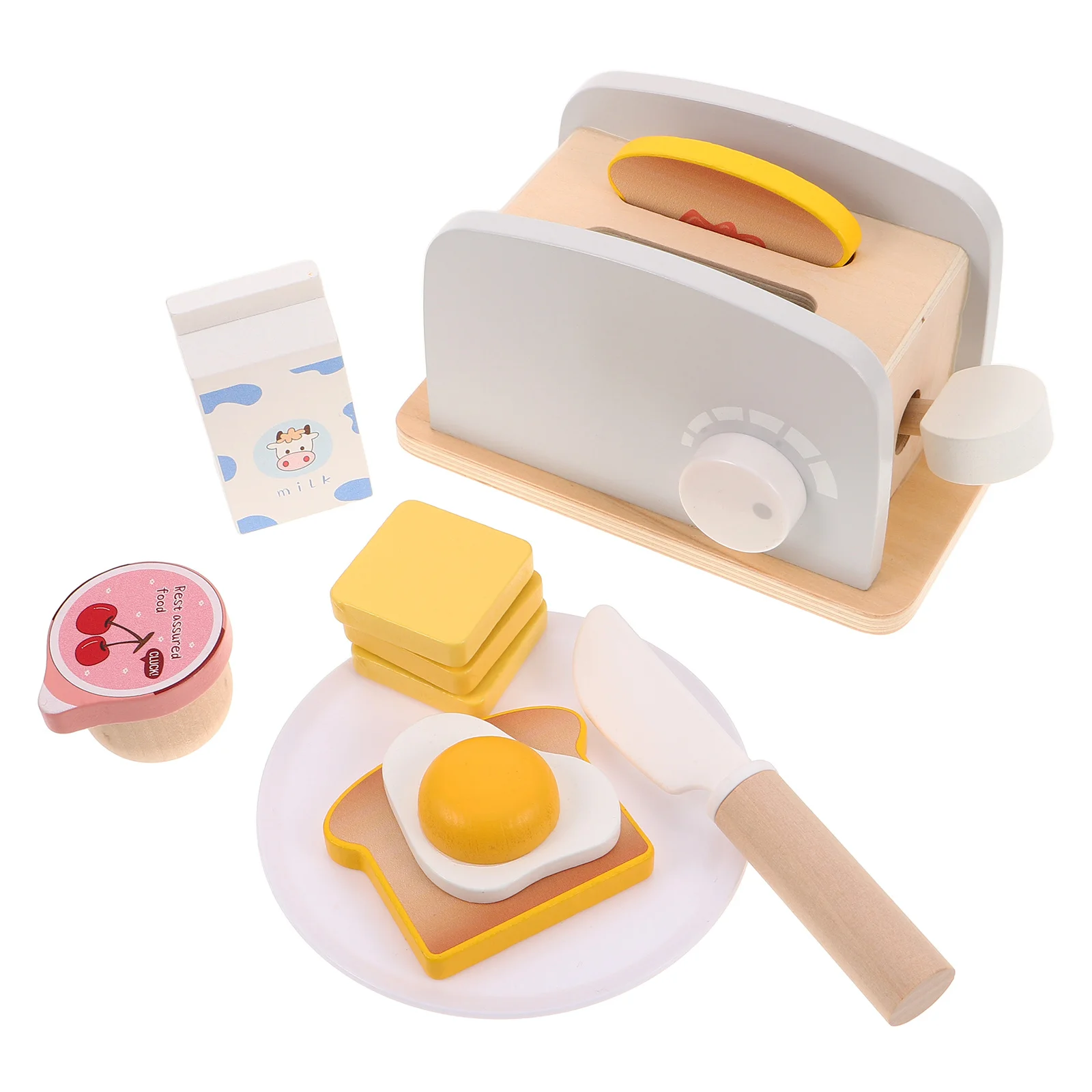 

1 Set Wooden Toaster Pretend Play Kitchen Playset Breakfast Accessories For Toddlers Montessori Wooden Food Cutting Set Kids