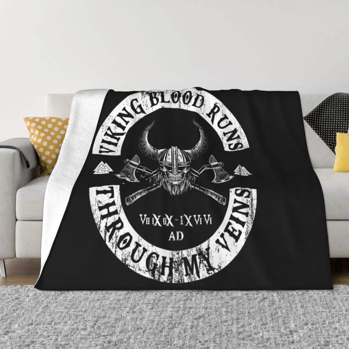 

Viking Blood Runs through my Veins Throw Blanket For Decorative Sofa Flannel Blankets