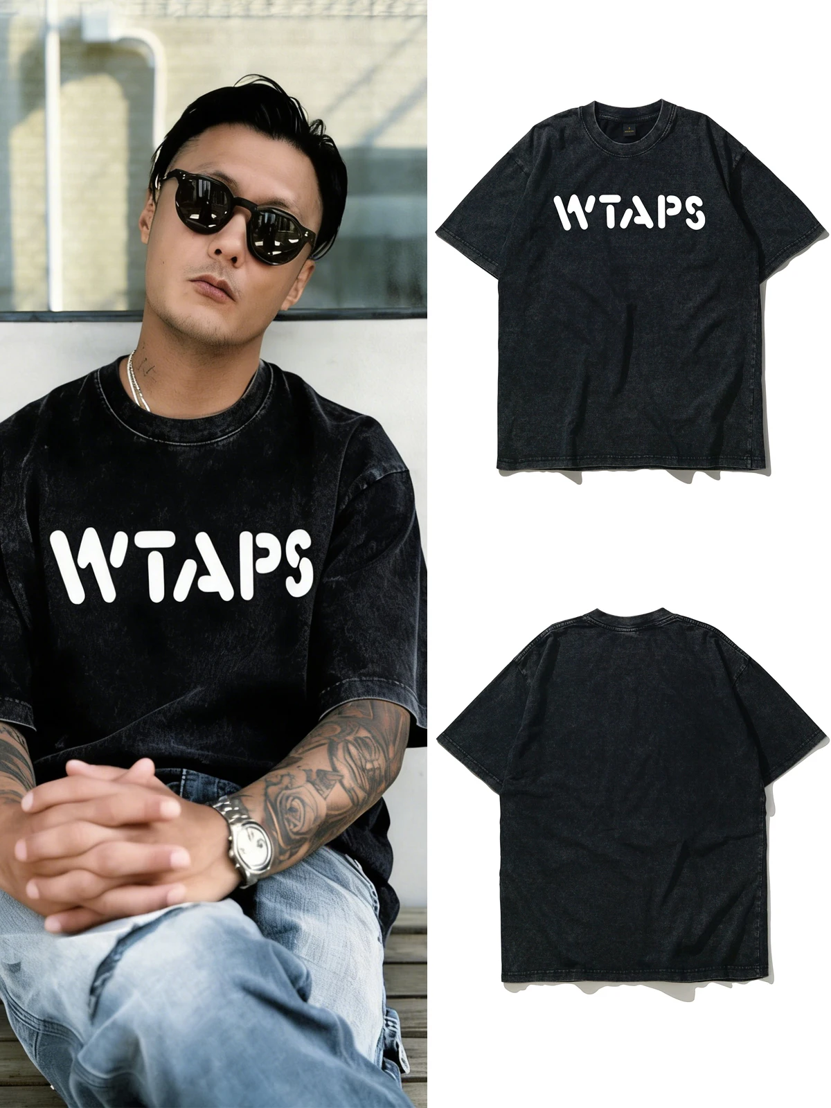 

Loose Fit WTAPS T-irt Men's ort Sve Dyed Waed Japanese Sle Casual Cotton Tee ex Everyday Wear Summer