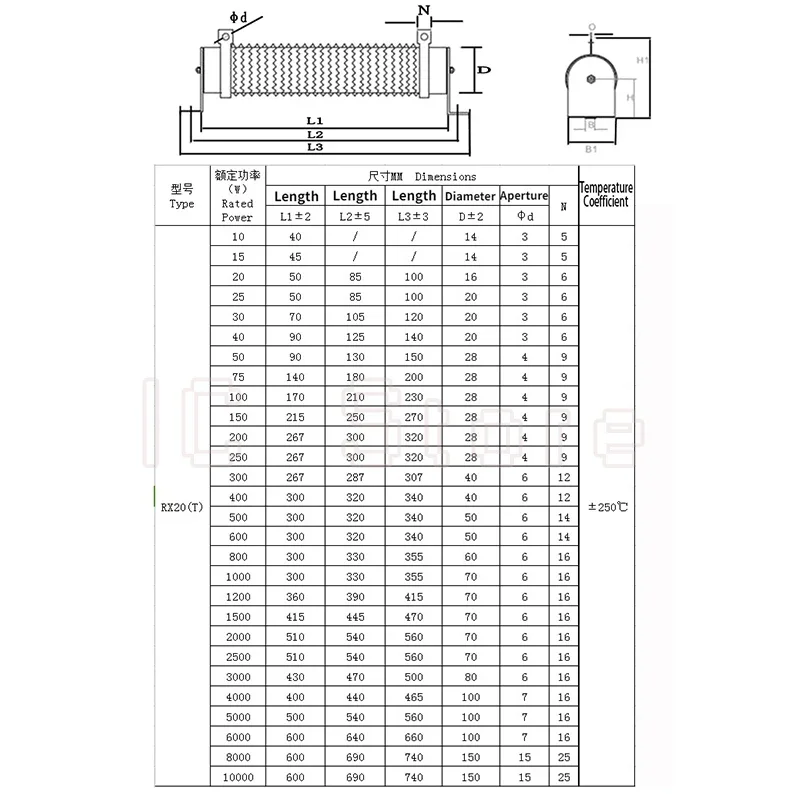 1PCS Adjustable Wirewound Resistor 50W 100W 200W 300W 500W 1000W 2000W 3000W 5000W RX20-T High Power Sliding Rheostat Ceramic