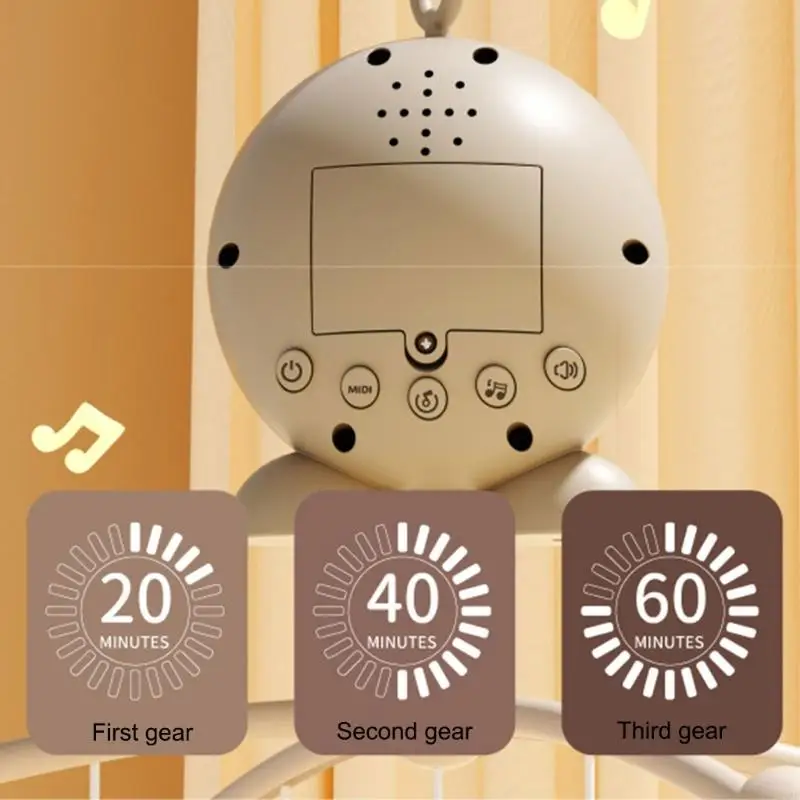 หมุนเปลเด็กมือถือดนตรีระยะไกลดำเนินการเพลงสัตว์ไฟติดตามภาพของเล่น 24BE