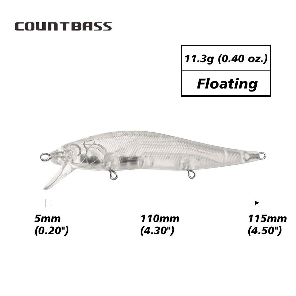 Countbbass 10Pcs Blank Hard Lure Bodies, 110mm/4.3