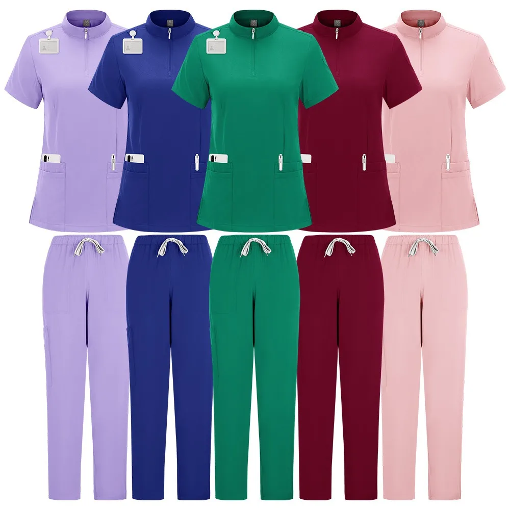 간호사 스크럽 세트 주름 방지 의료 수술복 도매 병원 스크럽 상의 의사 간호사 특수 스크럽 유니폼 남녀