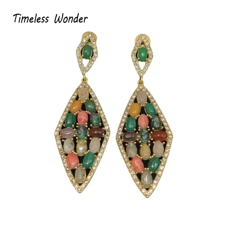 

Timeless Wonder Fancy Zircon Geo Stone Stud Earrings for Women Designer Jewelry Runway Gift Brincos Retro Cute Top Mix 3662