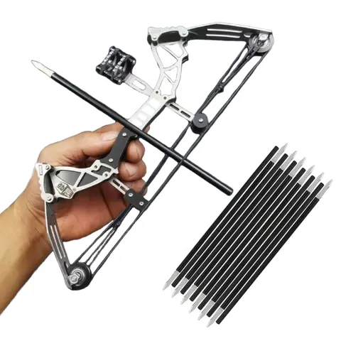 Mini ensemble d'arc et de flèches à poulies en acier inoxydable Range15-20m pour adultes, jouet d'entraînement sportif de tir, cadeau avec flèches d'entraînement
