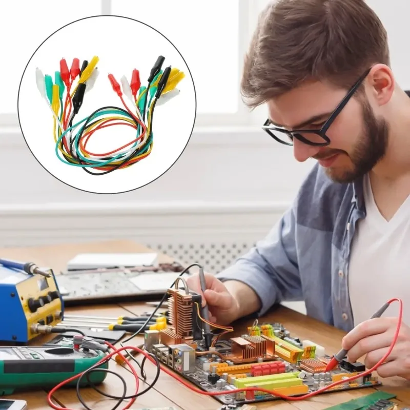 ABLK For Electrical Testing And Lab Work-Test Leads With Alligator Clips-10 Pack, PVC Insulated, High Conductivity