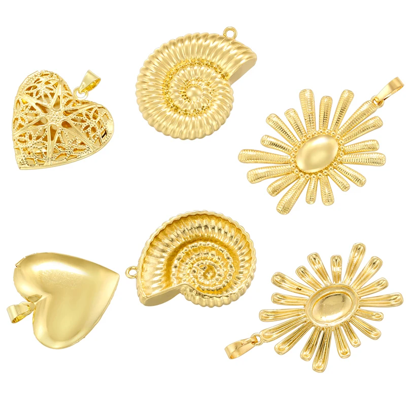 Fallen Leaves/Flowers Charms Gold-Plated Brass Vintage Jewelry Making Supplies Fashion Hip-Hop DIY Accessories Pendants:VD1585