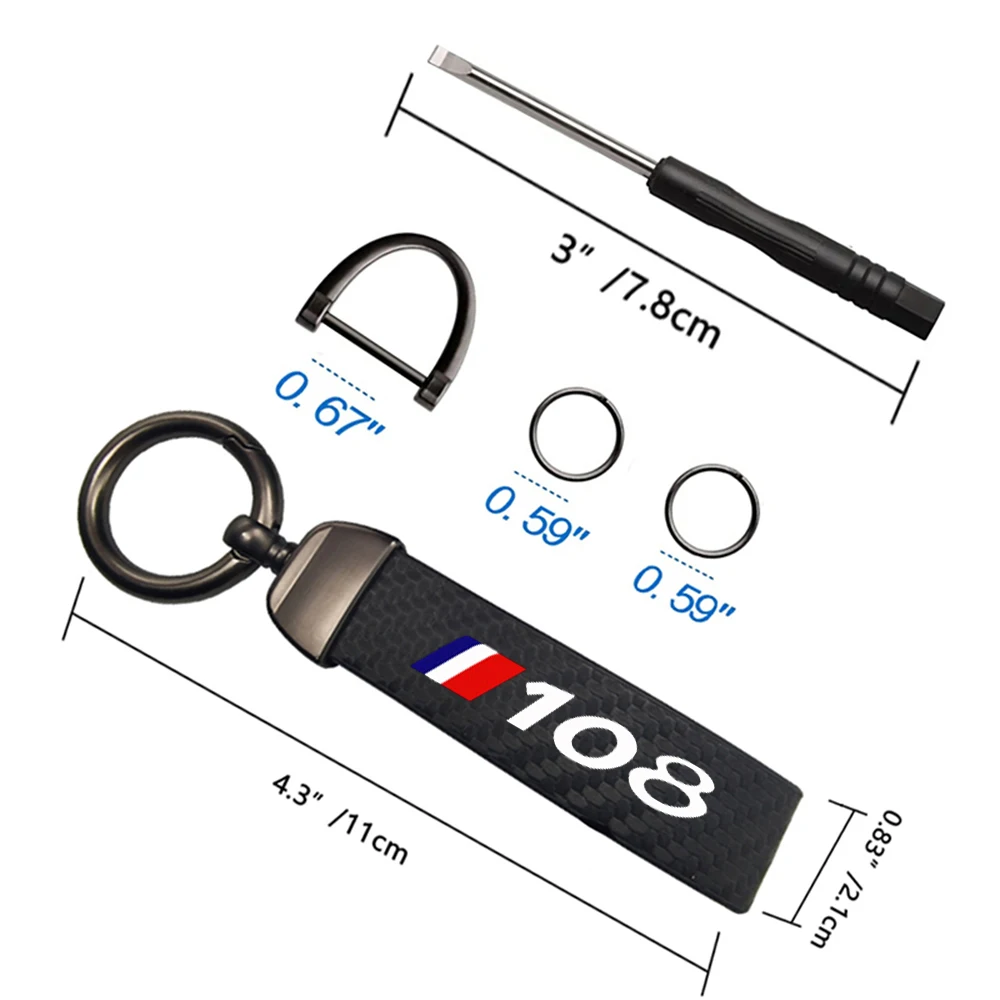 Carbon fiber Keychain Car Logo Key Ring Car Styling for Peugeot 106 107 108 206 207 208 306 307 308 Car Key Ring Holder