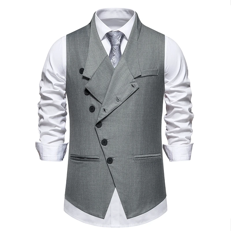 2024 Mens Suit Vest Oblique Lapel Slim Fit Business Casual Wedding Mens Dress Waistcoat chalecos para hombre