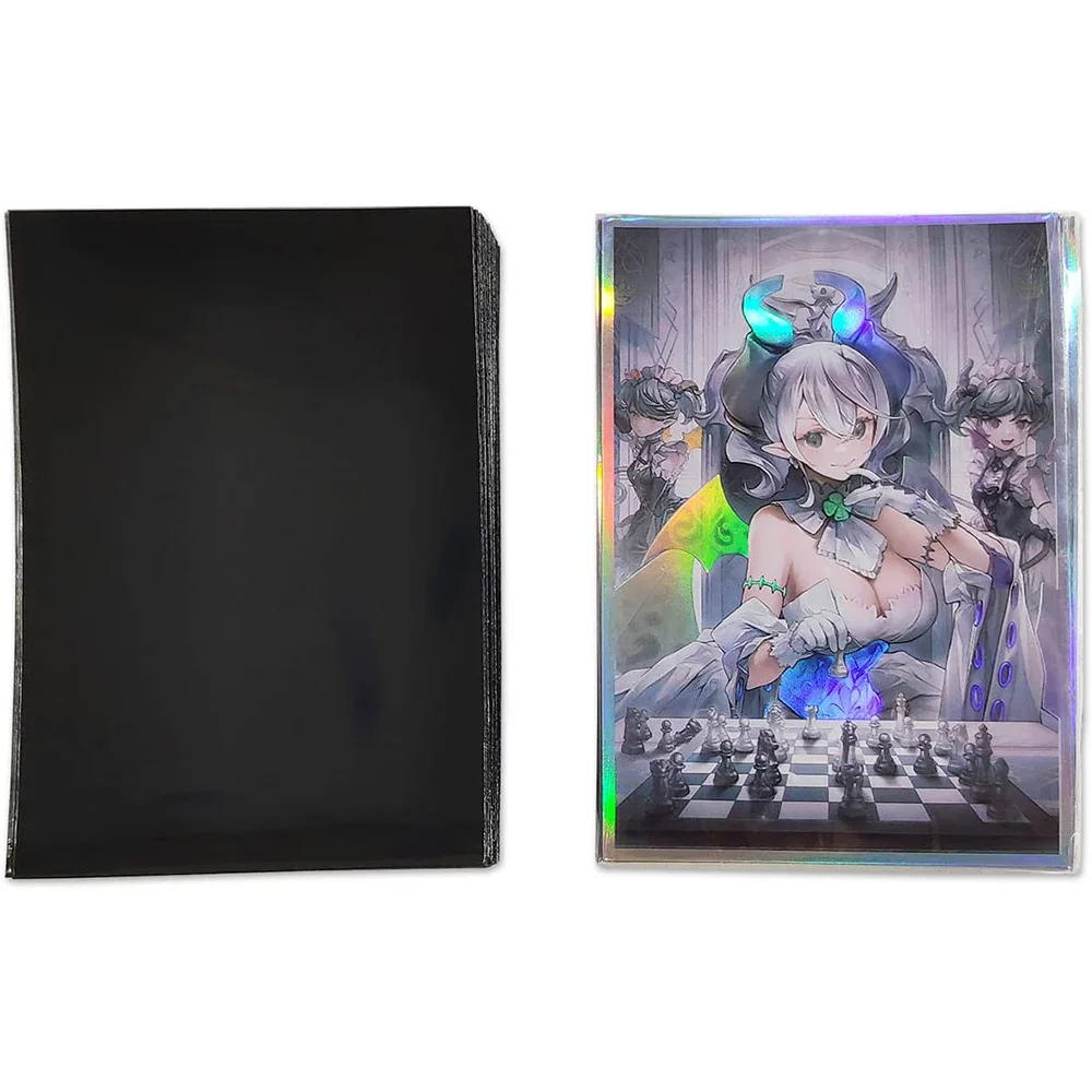 100PCS 63x90mm Trading Cards Protector Holographic Animation YuGiOh Card Sleeves Shield Laser Cute Card Deck Cover Japanese Size