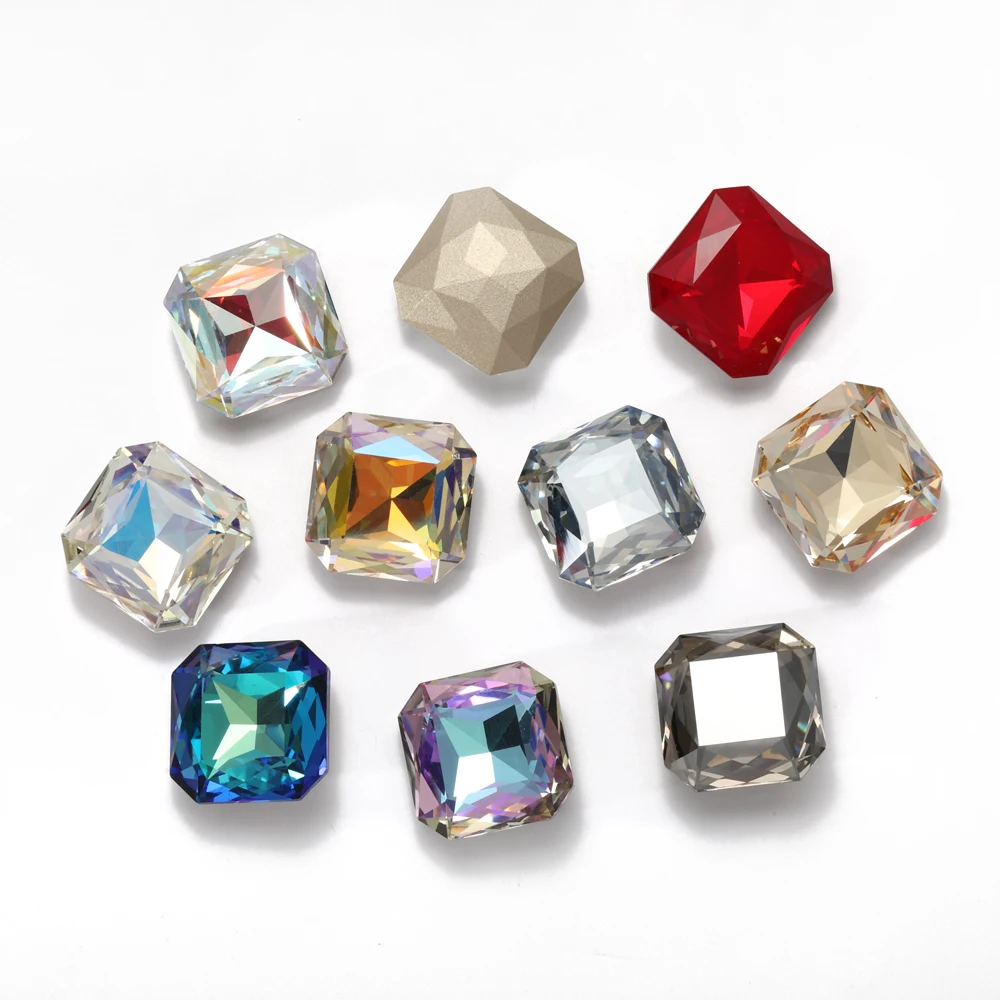 18mm Square Octagon Rhinestones Pointback Art Crafts Supplies Glass Rhinstones Glitter Crystal Strass Fancy Stones For Art Work