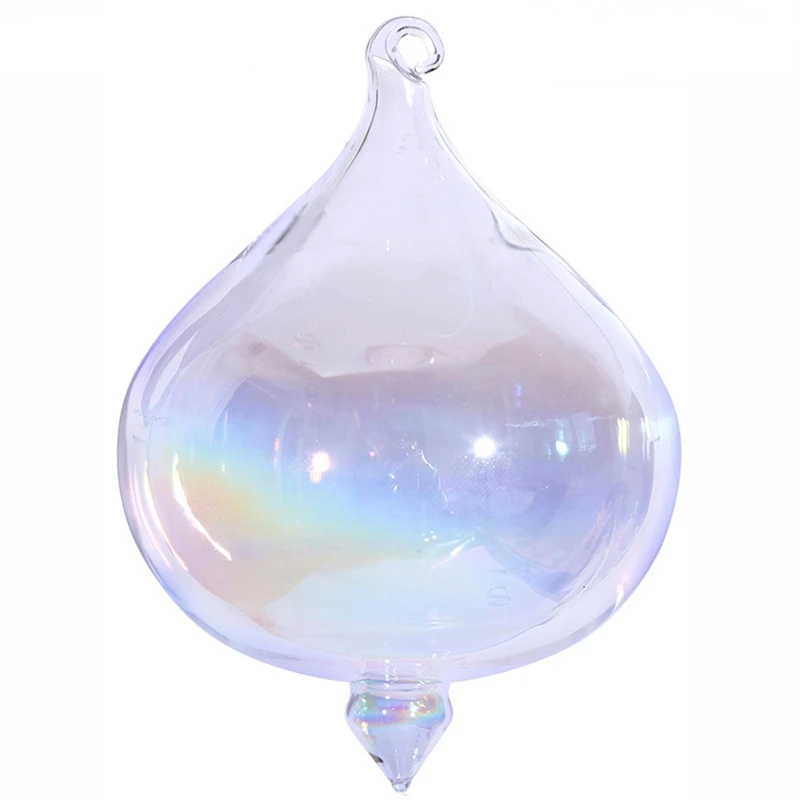 5 Pieces x DIY Paintable Home Wedding Christmas Decoration Ornament 80mm Glass Iridescent Hooked Onion