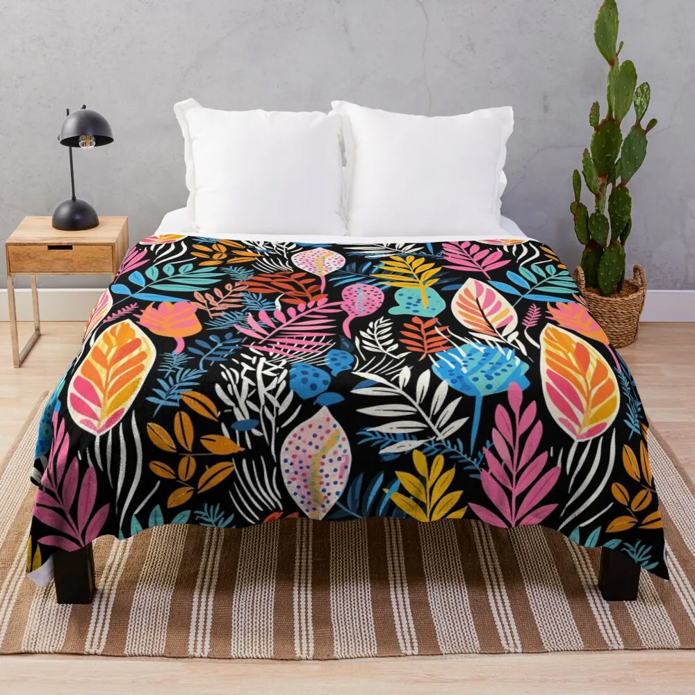 Botanical Wonders - Cyber Jungle - Freda Lilly Throw Blanket blankets and throws Single anime Blankets