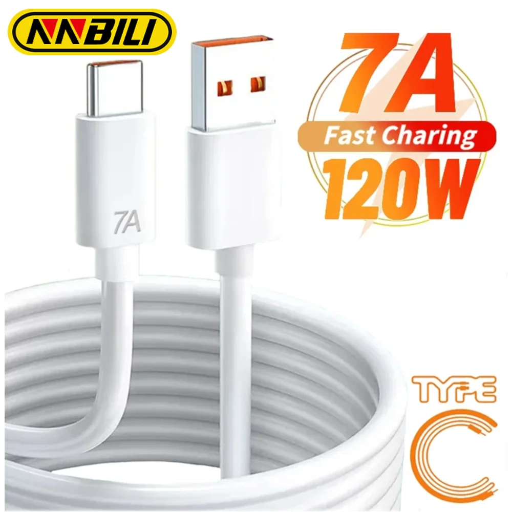 NNBILI 7A Type C Super-Fast Charge Cables for Huawei P0 Fast Charing Data Cord for Xiaomi 24 1/1.5/2M Charge Cable Wires