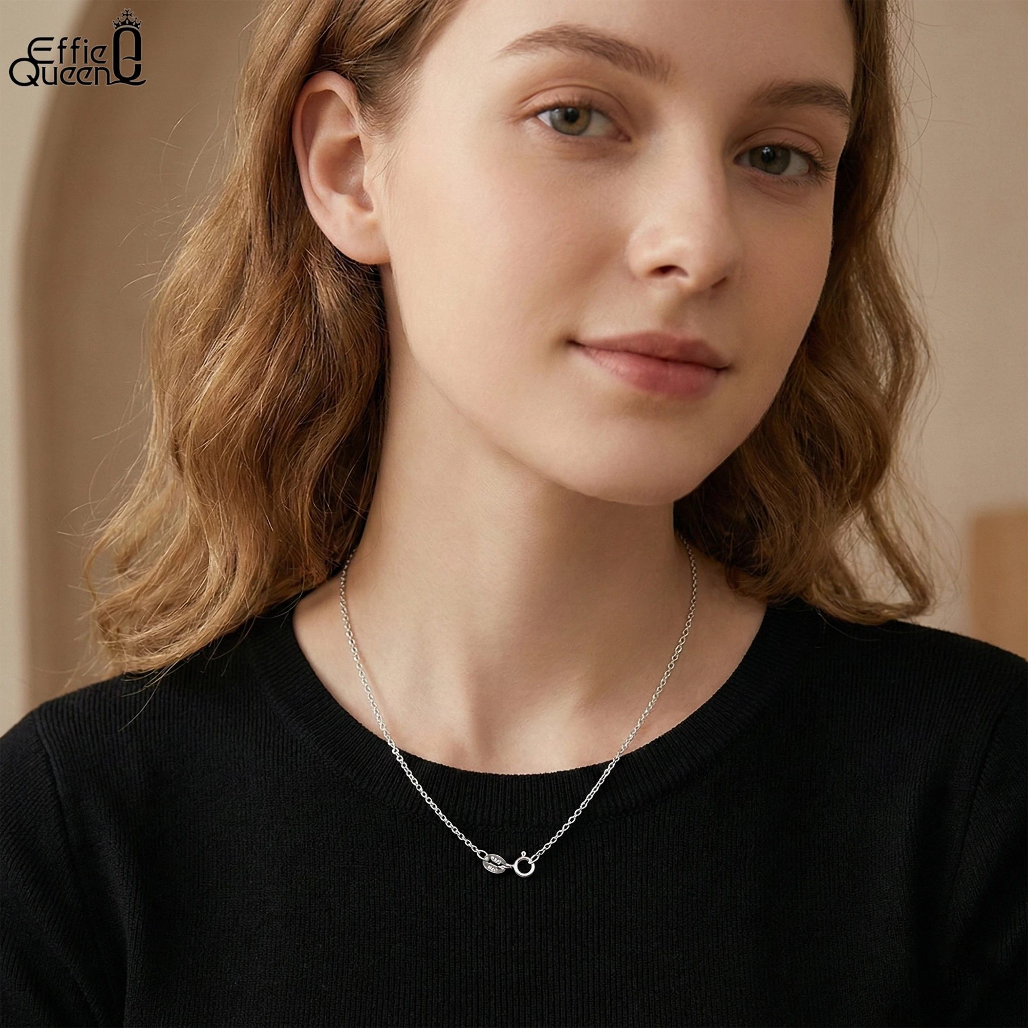 

Effie Queen из чистого серебра 925 пробы, золото 14 карат, 1 мм, ожерелье-цепочка с кабелем, простые украшения для женщин, мужчин, подарок на день рождения для банкета SC06