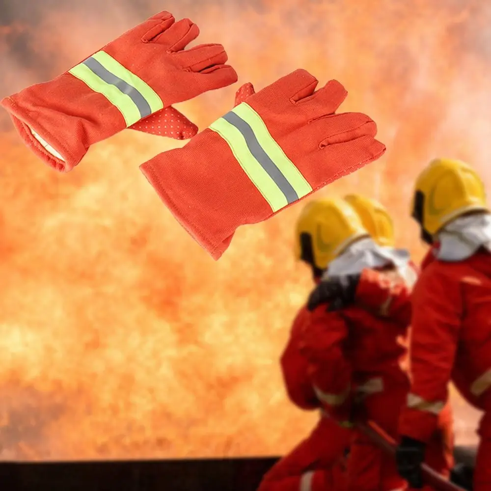 Thicken Fireman Gloves Reflective Strap Wear Resistant Fire Resistant Gloves Non-Slip Firefighter Training Fire Proof Gloves