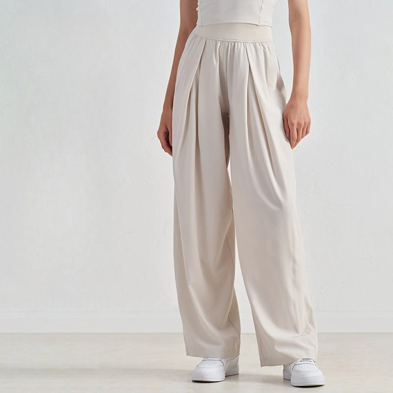 

Thin cool sunscreen yoga trousers women's high waist wide legs straight pants loose quick drying fitness trousers