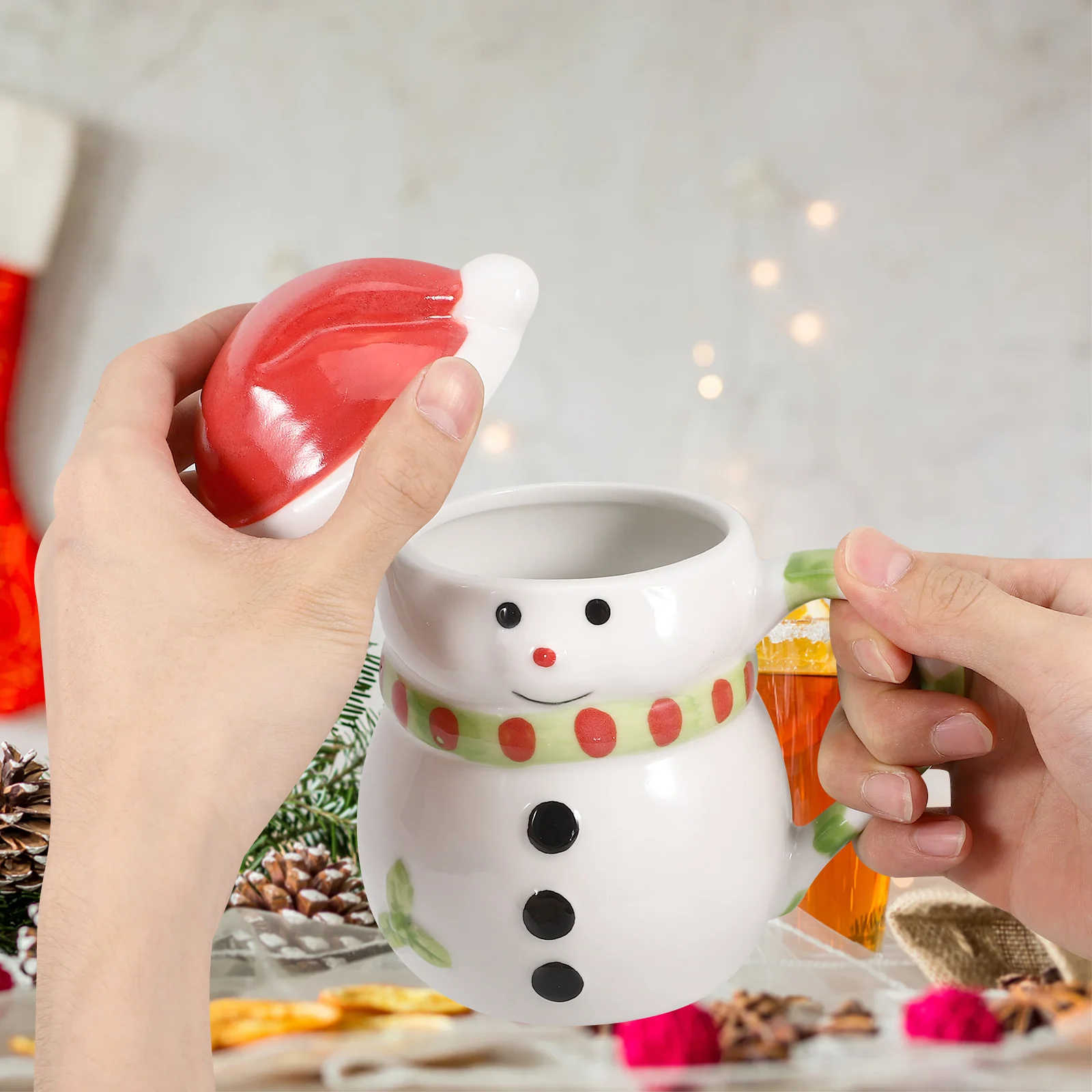 

Snowman Shaped Ceramic Mug Christmas Design Drinkware for Coffee Tea Milk Juice Festival Gift Lovely Water Cup