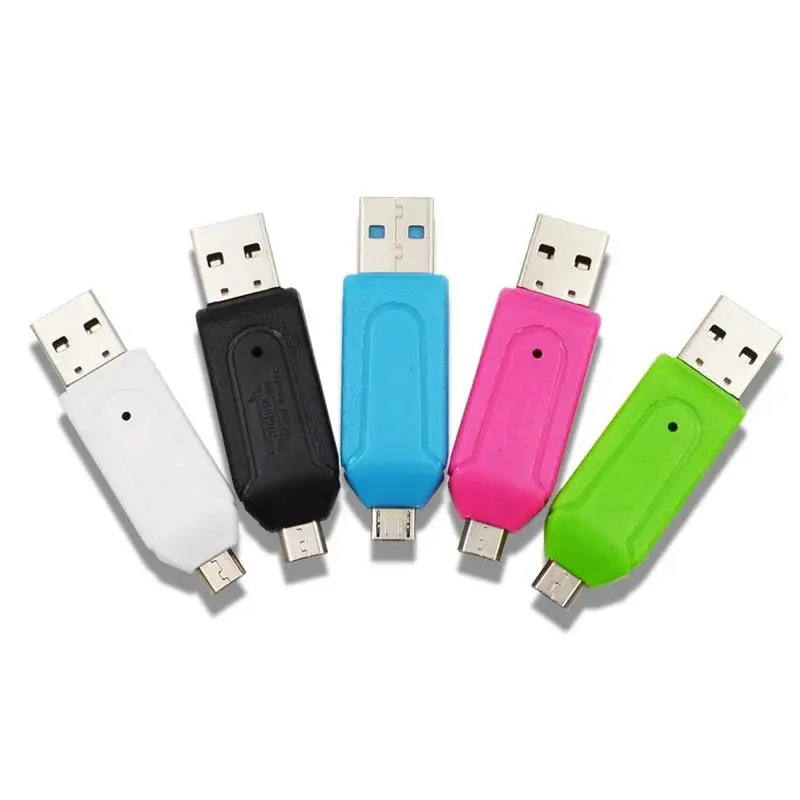 Leitor de Cartões Micro USB e USB 2 em 1 OTG, Alta Velocidade, USB 2.0, OTG Universal, TF, SD para Android, Cabeçalhos de Extensão de Computador, Novo