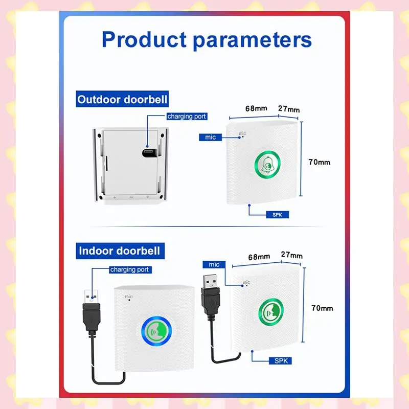 

AB51 Wireless Long Distance Voice Intercom Full Duplex Door Phone Two Way Audio Doorbell Welcome Chime Elderly Bell