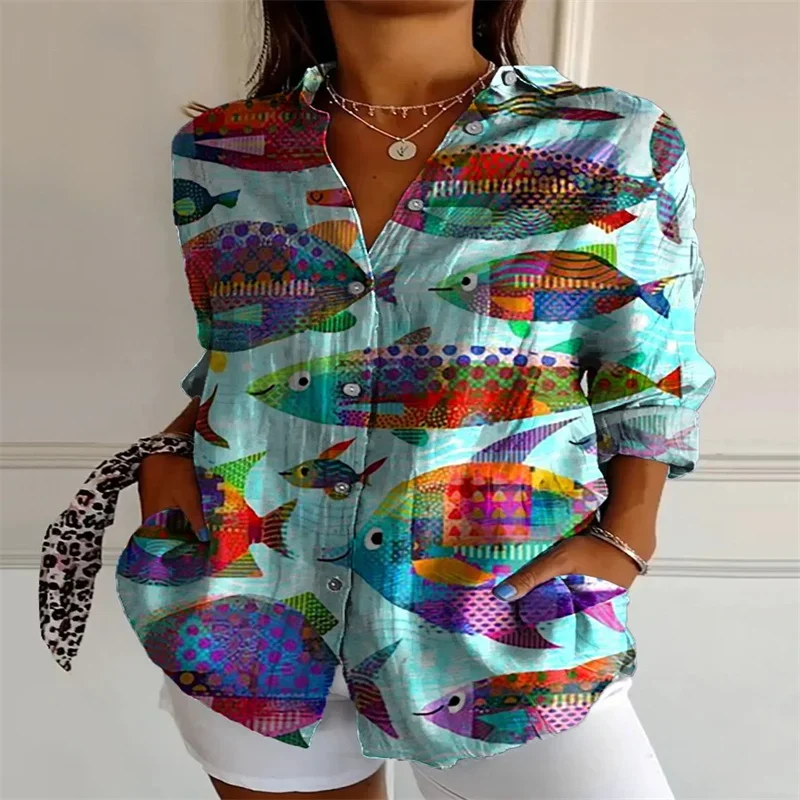 3D Printing New Women\'s Summer European and American Trendy Long Sleeve Shirt Strange Pattern Drop Shoulder Sleeve Long Shirt