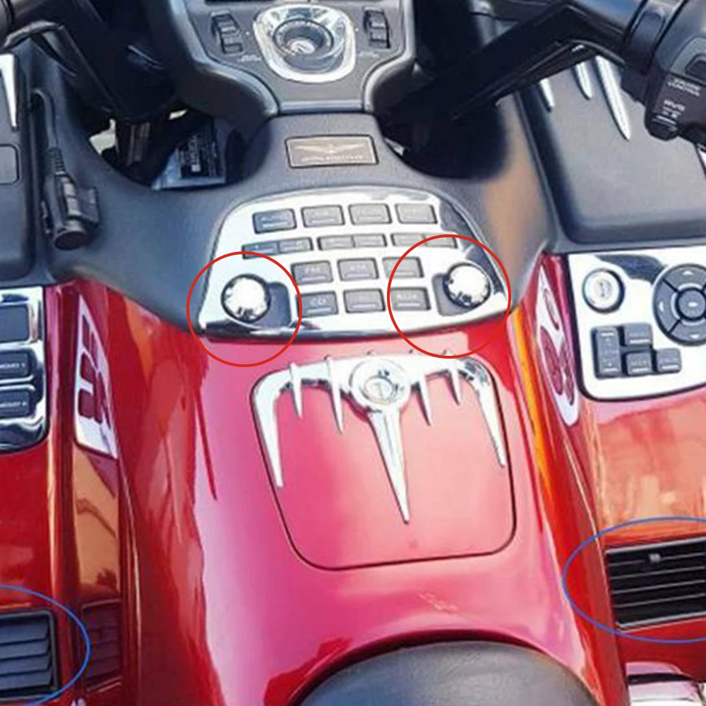 For Honda GL1800 Goldwing 2001 to 2017 Goldwing 1800 F6B GL1800  2013 2014 2015 2016 2017 Motorcycle Radio Accent Panel and Knob Sets Chrome