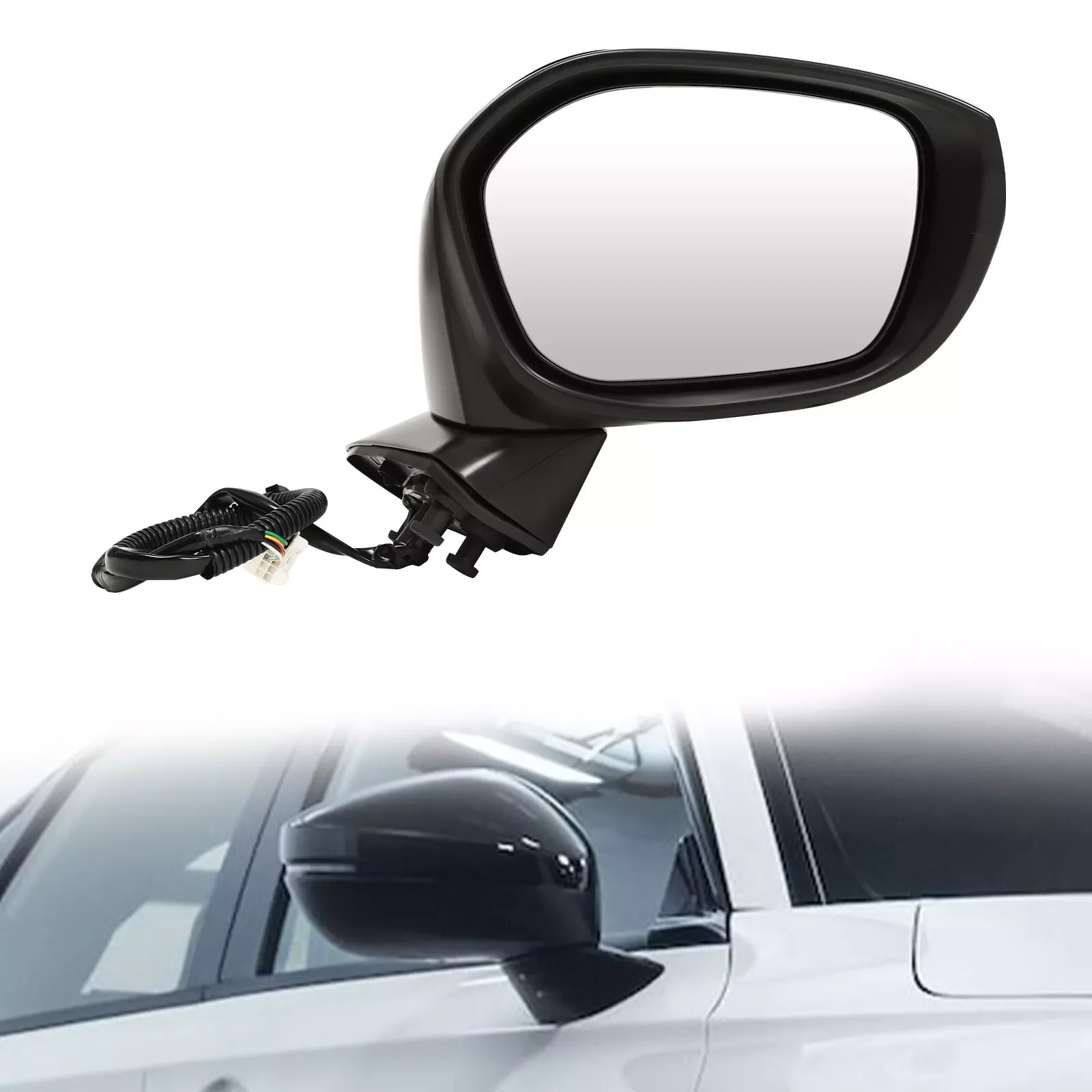 Black RH Passenger Side Mirror Assembly W/ Blind Spot For Honda Civic 2022-2023