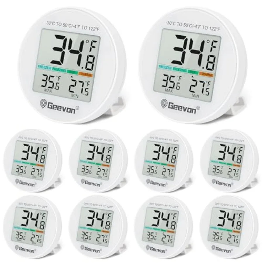 Termómetro Digital Pequeño para Refrigerador, Resistente al Agua IP6, Uso Comercial y Doméstico, Función de Registro Máximo/Mínimo con Pantalla LCD