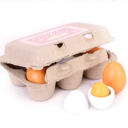 3\u002F6 Pieces Set Wooden Artificial Eggs DIY Toy Wooden House Kitchen Early Education Food Toys For Children