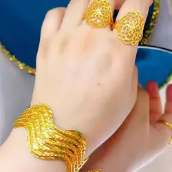 24K Gold Plated Jewelry For Women Bracelet + Ring YY10007