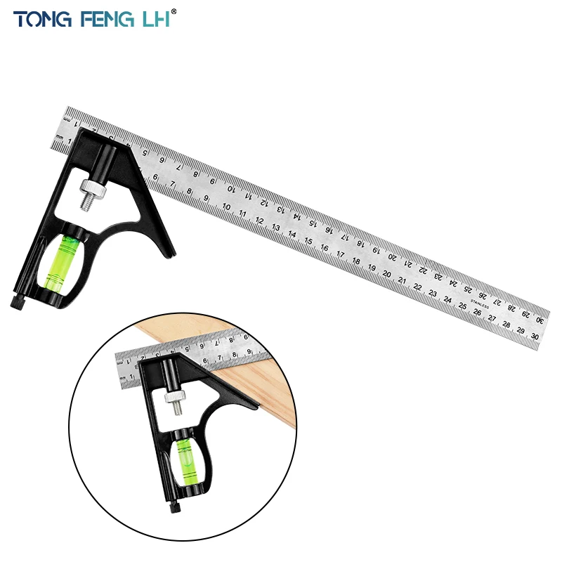 

Angle Square Measuring Tools Set Precise Stainless Steel Aluminium Durable Adjustable Combination Spirit Level 12" 300mm