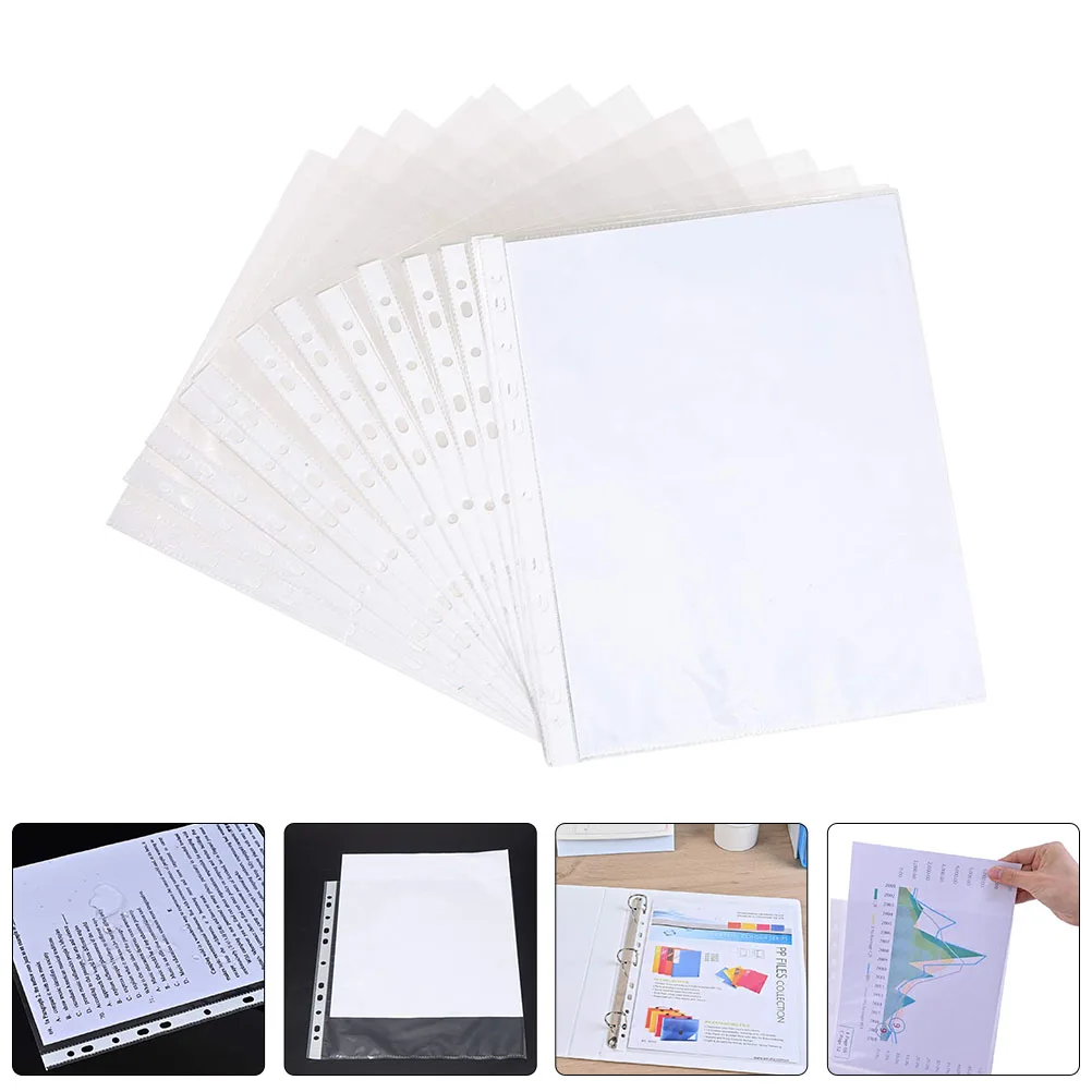 

200pcs Clear File Protector 11 Hole Sheet Protectors A4 Letter Size Eco PP Non Static Document Storage Folder
