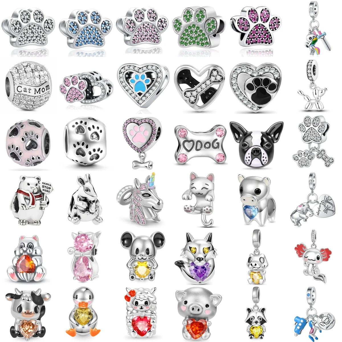 

Стерлингового серебра 925 пробы, милые бусины с изображением утки, котенка, волка, кенгуру, подходят для оригинального браслета, подвески, аксессуары для изготовления ювелирных изделий, подарков