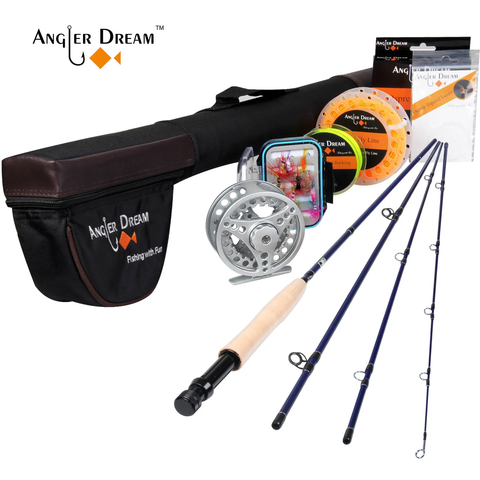 Angler Dream Fly Fishing 8.4 Inch 3WT Fly Rod Hard Aluminum Alloy Fly Reel /Lure/Line Set Fishing  3/4 5/6 7/8 WT Rod Combo