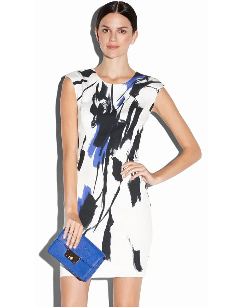 

Современное женское платье-футляр с цветочным принтом и круглым вырезом, офисные женские рабочие платья