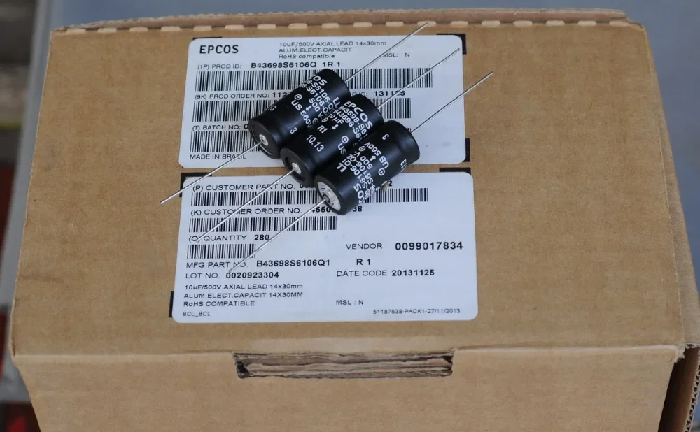 무료 배송 B43698S6106Q1 B43698S6106-Q1 10 미크로포맷 500V 14mm*30mm 알루미늄 전해 커패시터