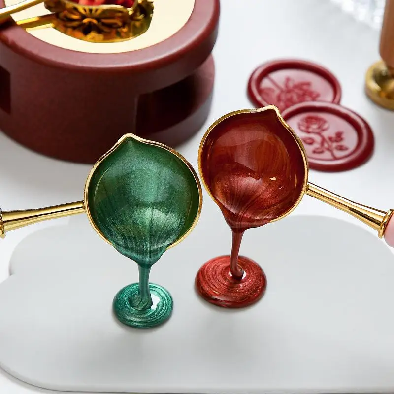 Podwójne otwieranie pieczęci woskowej łyżka Vintage lukier nieprzywierające łyżki farba ogniowa topienie cząstek wosku narzędzia rzemieślnicze