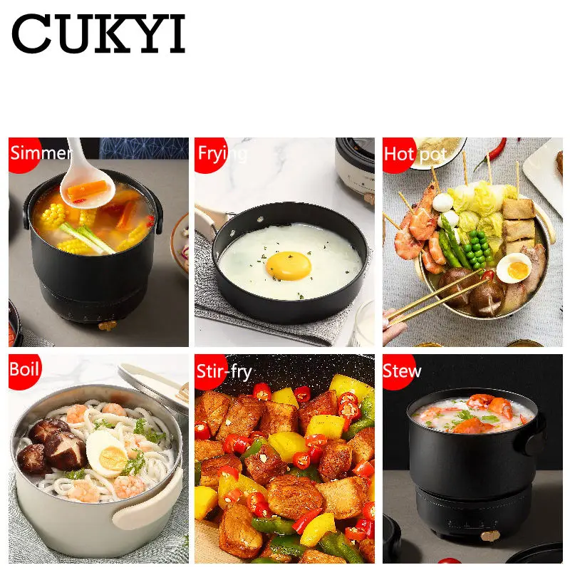 Foldable Travel Pot Multifunctional Split Stir-Fry Pan Portable Cooking Pot Electric Heating Stove Water Boiler Multicooker 220V