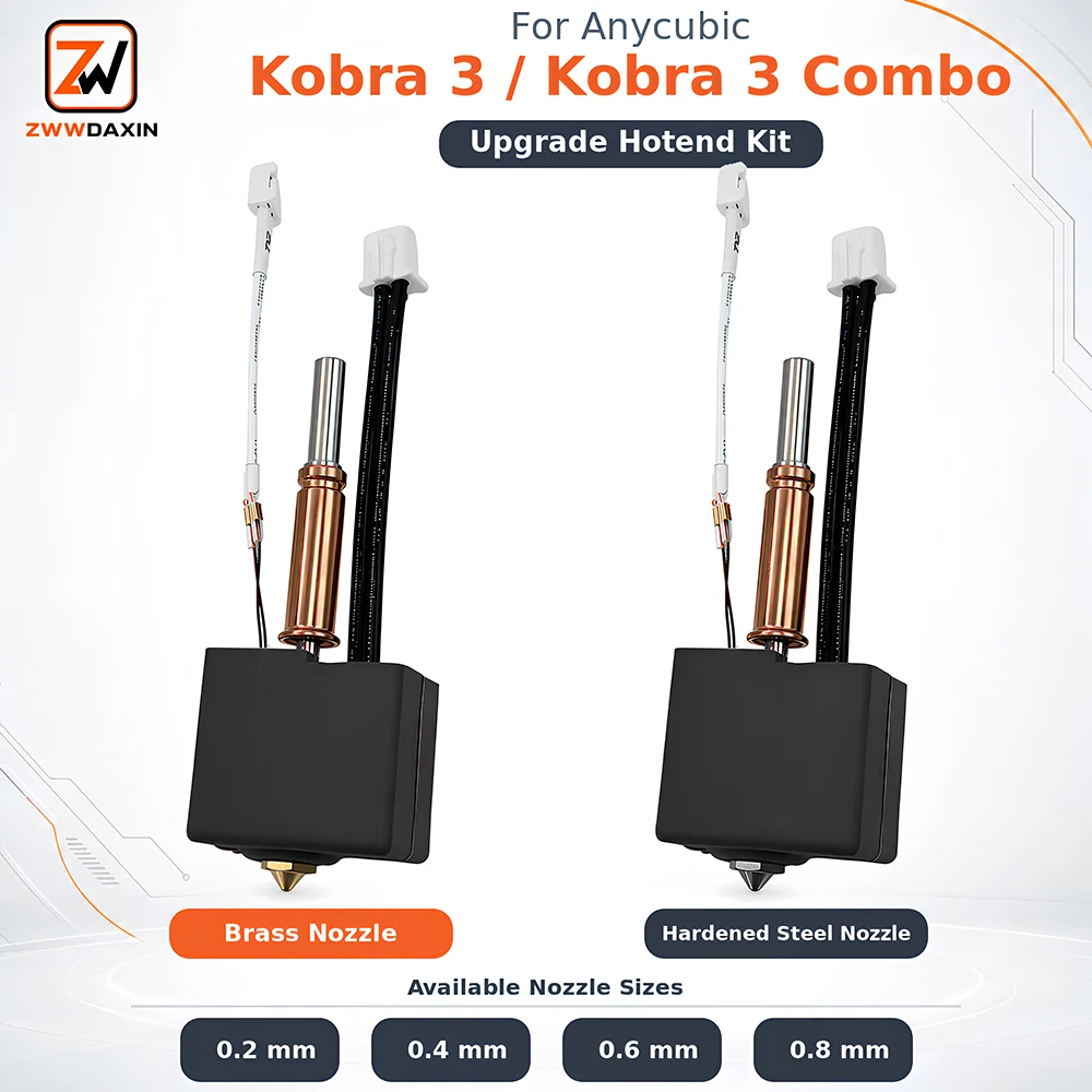 Kit Upgrade for Anycubic Kobra 3 Hotend Kobra 3 Combo Hotend Kit 3D Printer Accessories Hot End Brass Nozzle Thermistor Heating