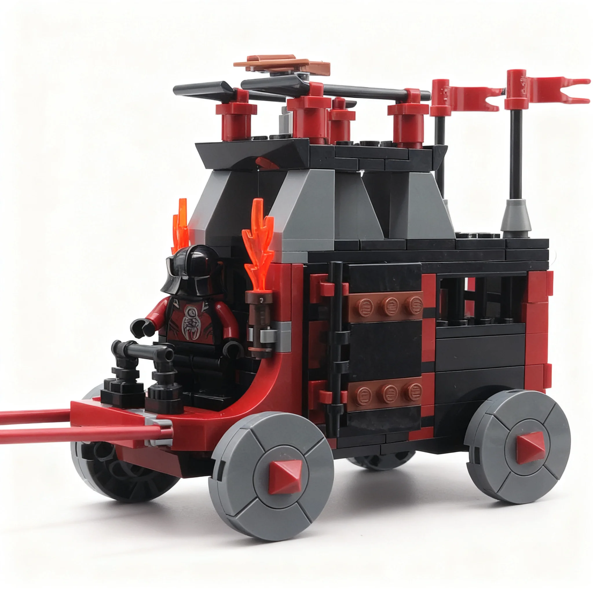 275pcs MOC Castle Knights Kingdom II Vladek's Battle Wagon and Prison Transport 8874 Model Christmas Gift DIY
