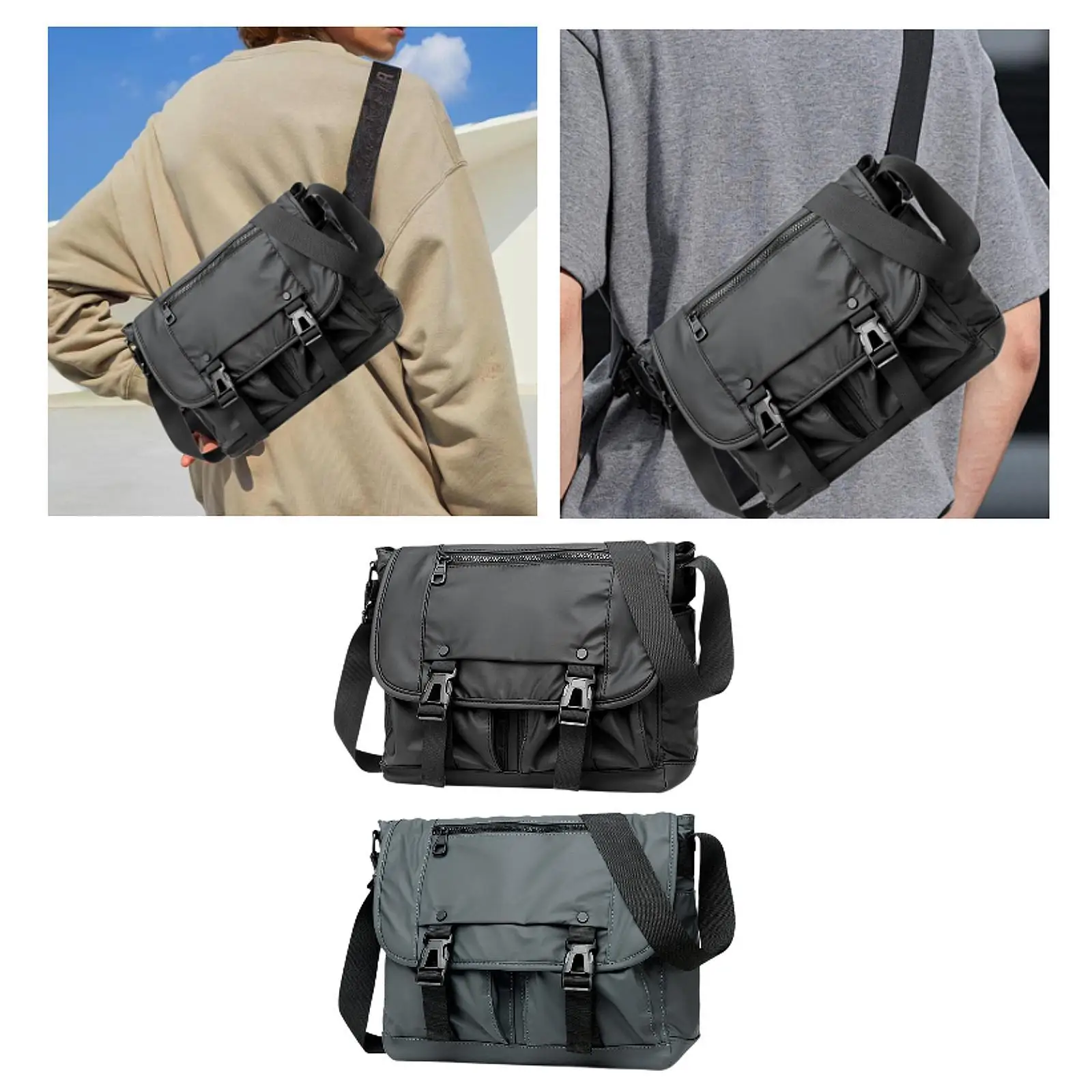 Messenger Bag Multilayer Pocket Nylon Lightweight Trendy Adjustment Shoulder Strap Wallet Tote Bag for Shopping Vacation Beach view 5