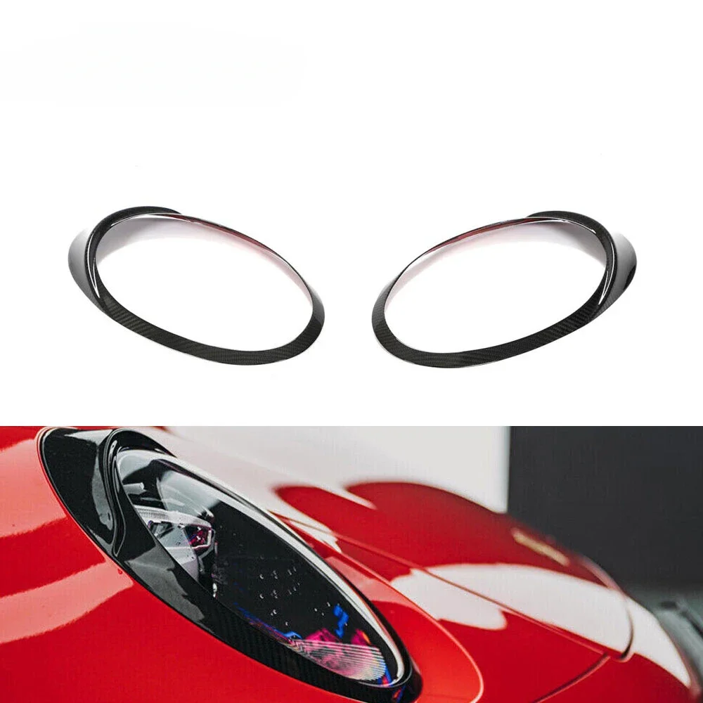 For Porsche 911 992 Carbon Fiber Headlight Eyebrows Eyelids Covers 2019 - 2022