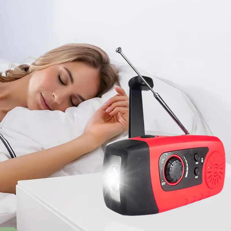 Радио с питанием от аккумулятора, 2000 мАч, солнечный радиоприемник, светодиодный фонарик, перезаряжаемая батарея, зарядное устройство для сотового телефона для пеших прогулок, отключения на открытом воздухе