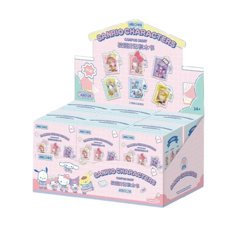 

AREAX Sanrio Family Campus Diary Building Block Book Blind Box Cinnamoroll Melody Pompomurin Assembling Toys Birthday Gifts