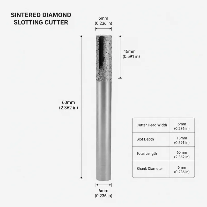 6–16 mm flaches Ende, gesinterte Steinwerkzeuge mit Nut, Diamant-CNC-Fräser, Gravurschneider, Schlitzen, Bodenfräsen, Schneiden von Granit – Detail 7