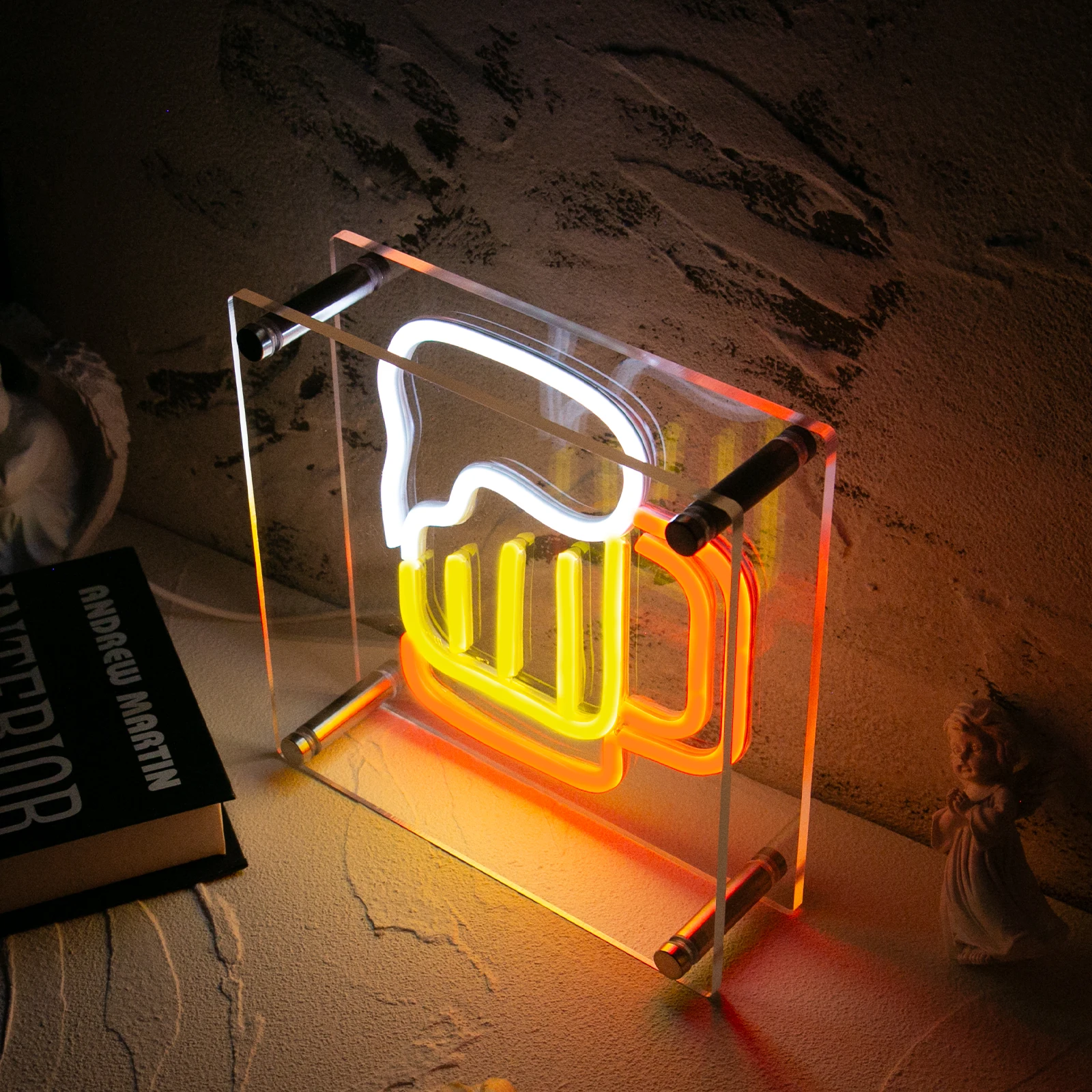 

Desktop Beer neon sign Led Lights for Wedding Party 3D Carving Salon Business Desk Room Wall USB Neon Sign With Holder Base