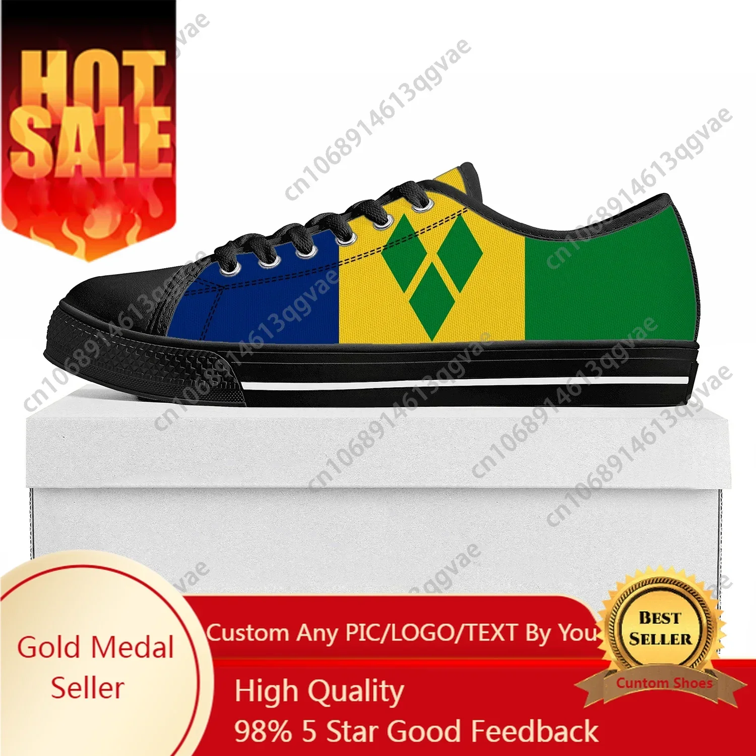Saint Vincent and the Grenadines Flag Low Top High Quality Sneakers Mens Womens Teenager Canvas Sneaker Couple Shoes Custom Shoe