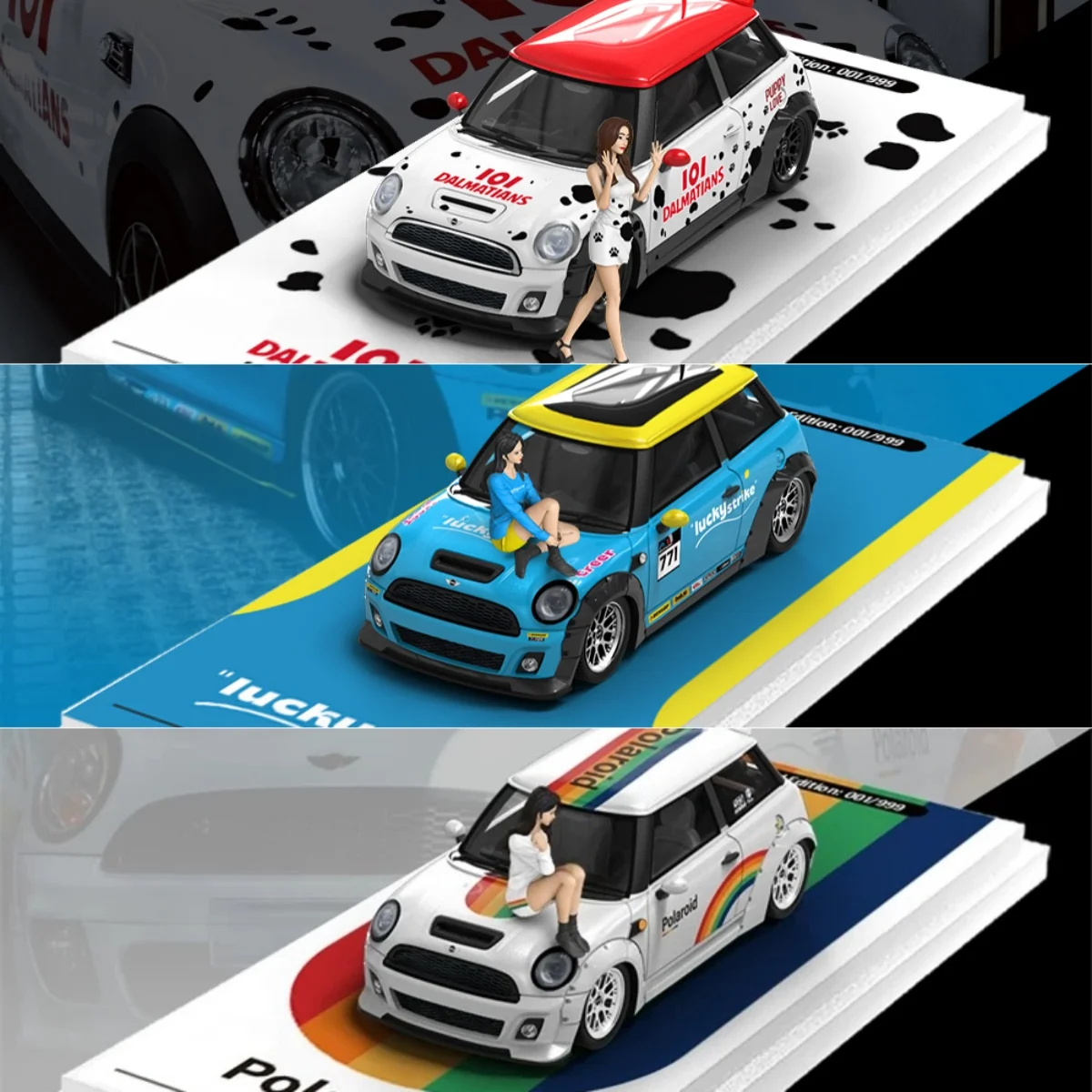 

TimeMicro1:64 MINI COOPER Dark Blue light Green car set model